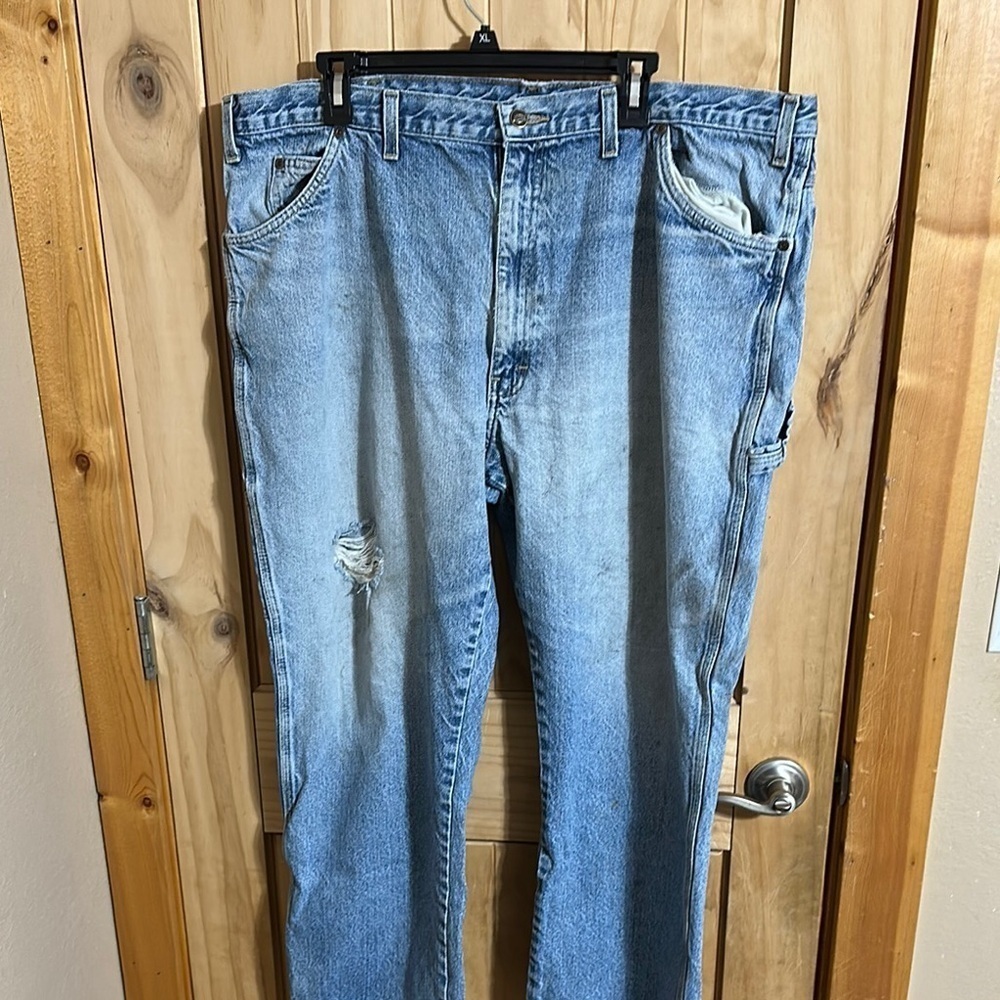 Dickies Men's Distressed Light Blue Jeans
